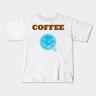 Coffee Themed Design with Smiley Cup Kids T-Shirt